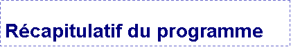 Zone de Texte: Rcapitulatif du programme